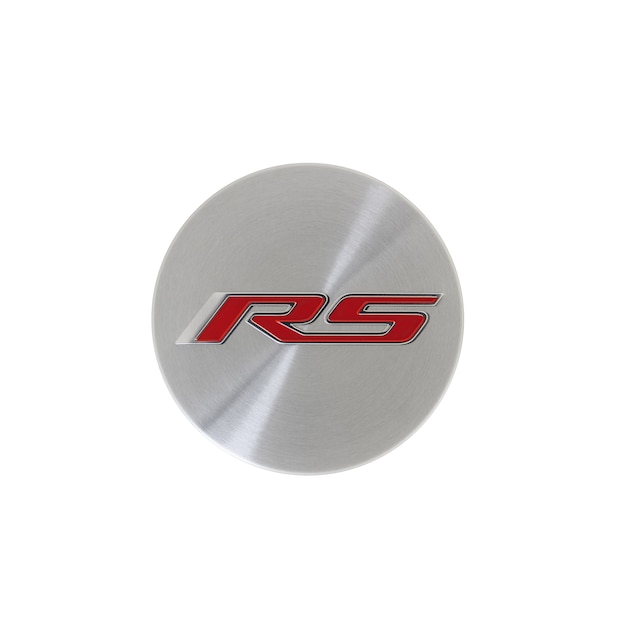 Center Cap in Brushed Aluminum with Red RS Logo
