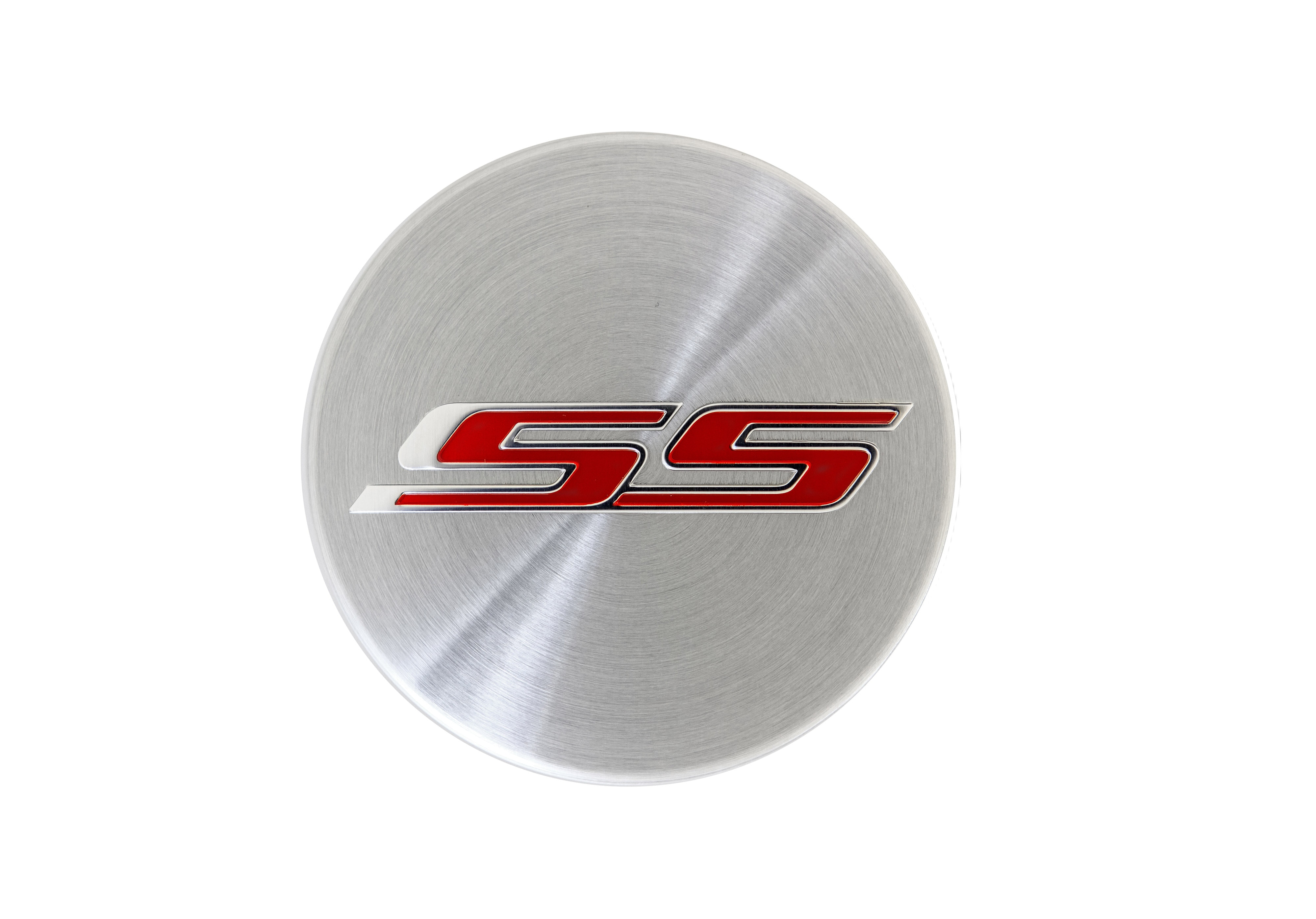 Center Cap in Brushed Aluminum with Red SS Logo