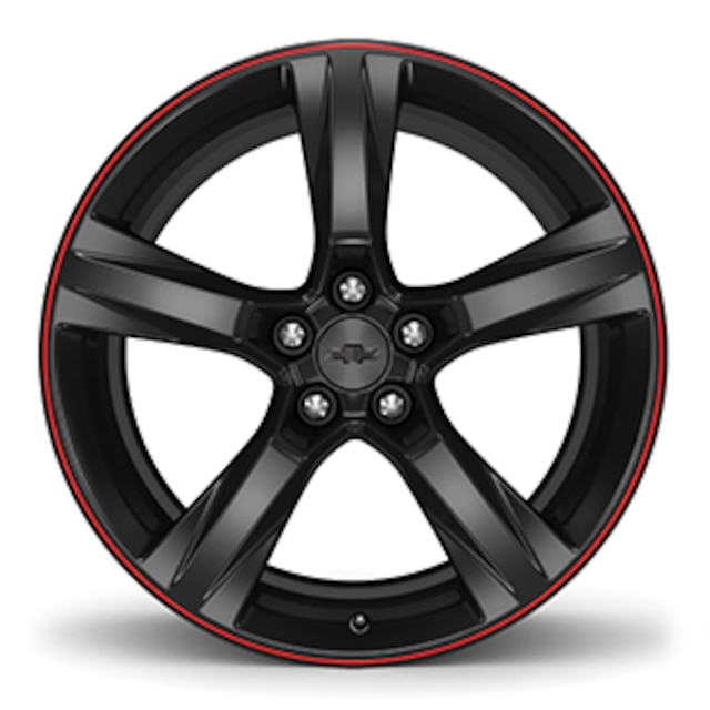 20 x 8.5-Inch Cast Aluminum 5-Spoke Wheel Package in Gloss Black with Red Stripe