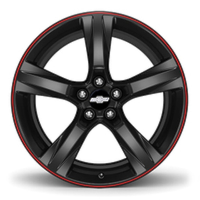 20-Inch Cast Aluminum 5-Spoke Wheel Package in Gloss Black with Red Stripe