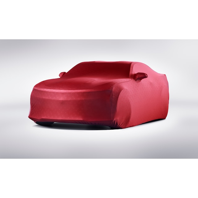 Premium Indoor Car Cover in Red with Embossed Camaro Logos