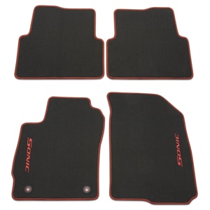 Front and Rear Carpeted Floor Mats in Jet Black with Brick Edging and Sonic Script