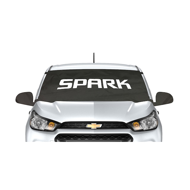 Front Sunshade Package in Black with White Spark Script