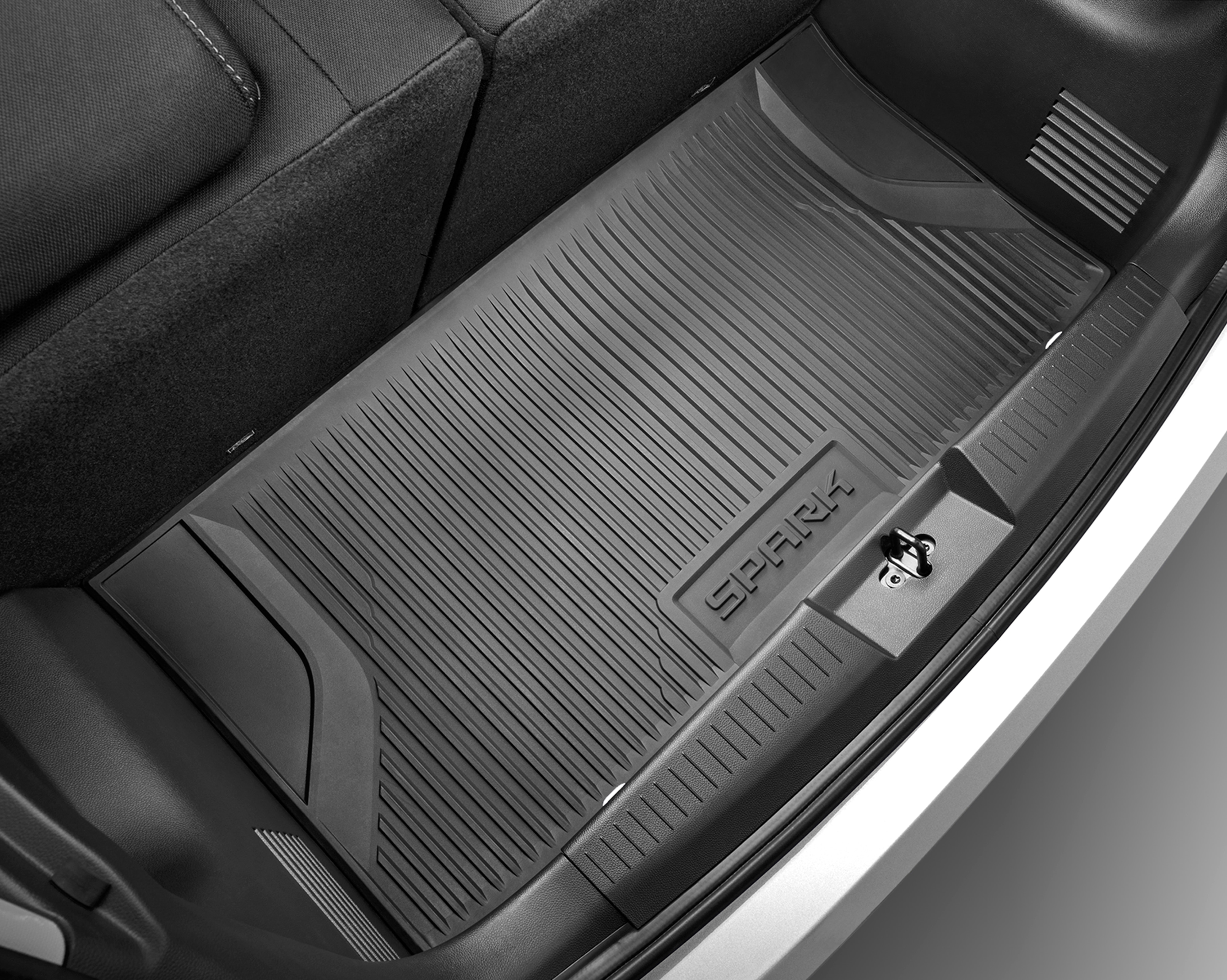 Premium All-Weather Cargo Area Mat in Jet Black with Spark Script