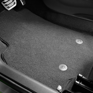First- and Second-Row Carpeted Floor Mat in Jet Black with Spark Script