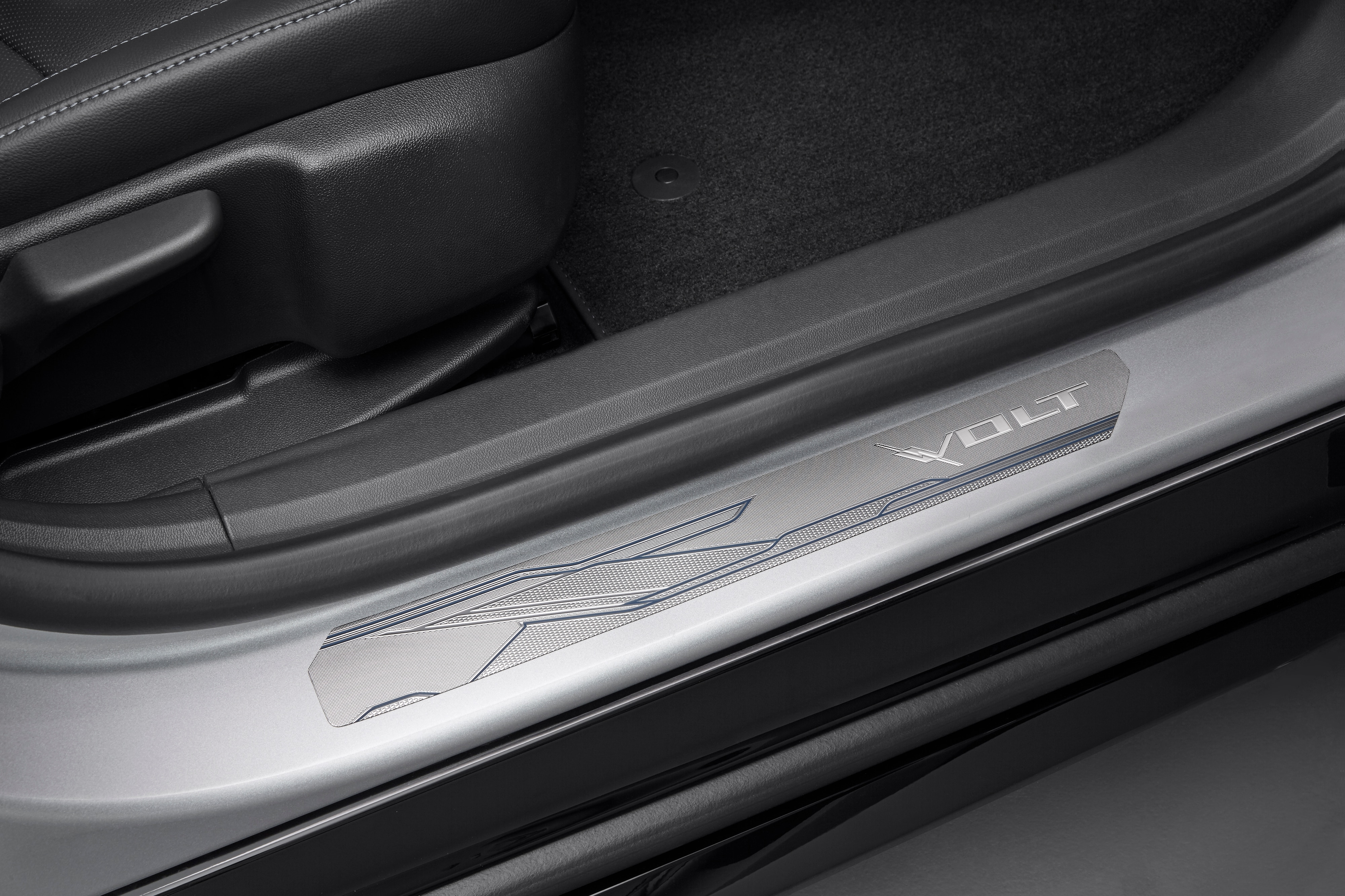 Front Door Sill Plates in Stainless Steel with Volt Script
