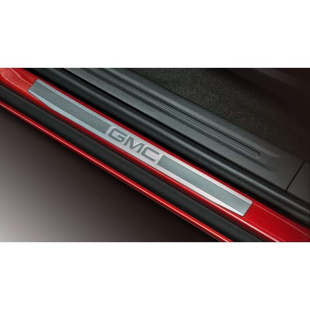 Front and Rear Door Sill Plates in Stainless Steel with GMC Logo