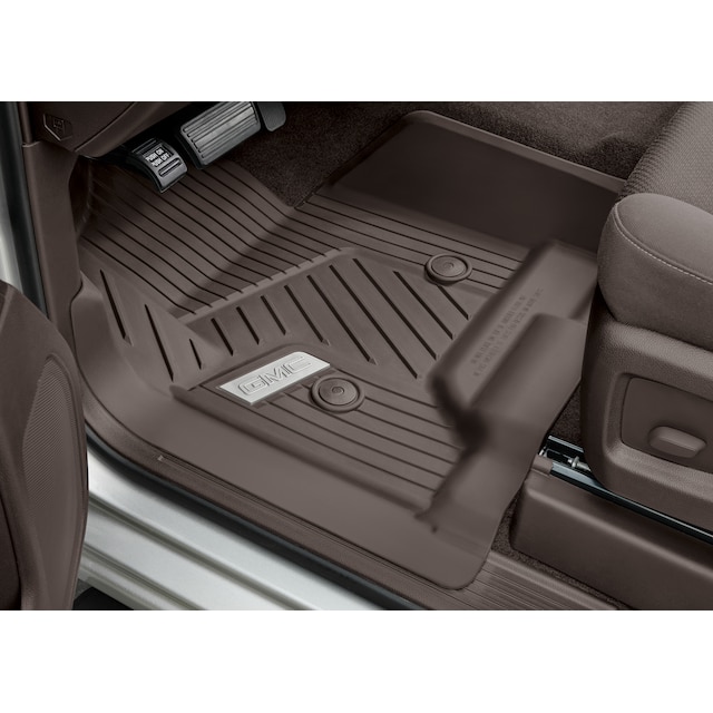 First-Row Premium All-Weather Floor Liners in Cocoa with GMC Logo (for Models with Center Console)