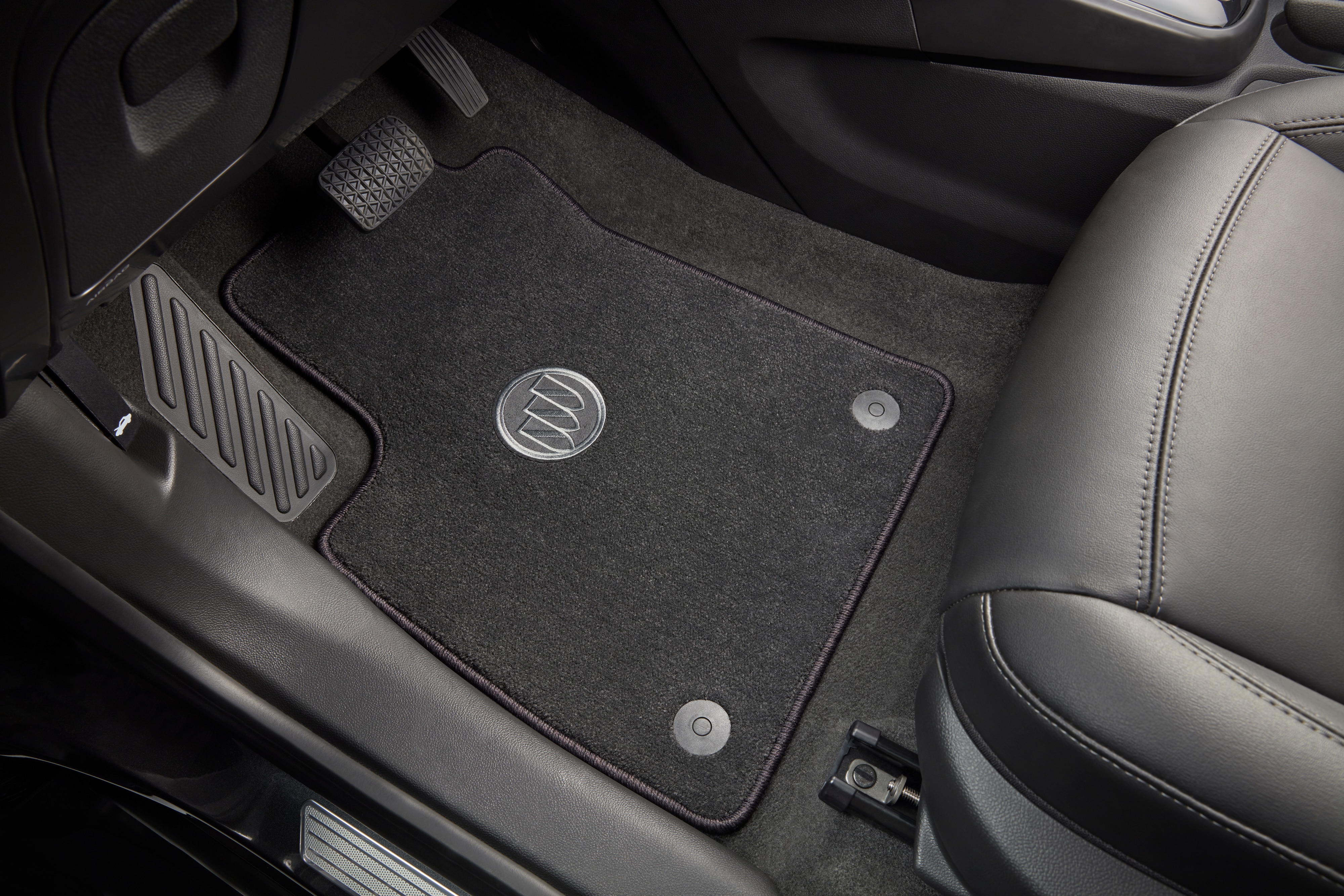 First- and Second-Row Premium Carpeted Floor Mats in Ebony with Buick Logo