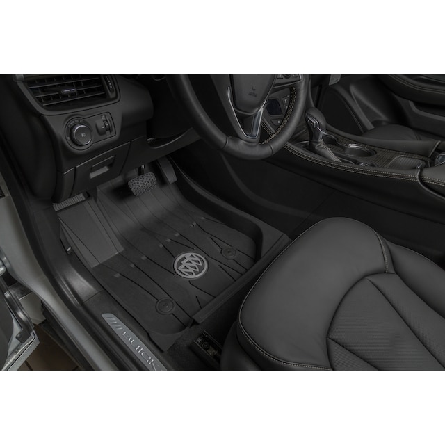 First-Row Premium All-Weather Floor Liners in Ebony with Buick Logo