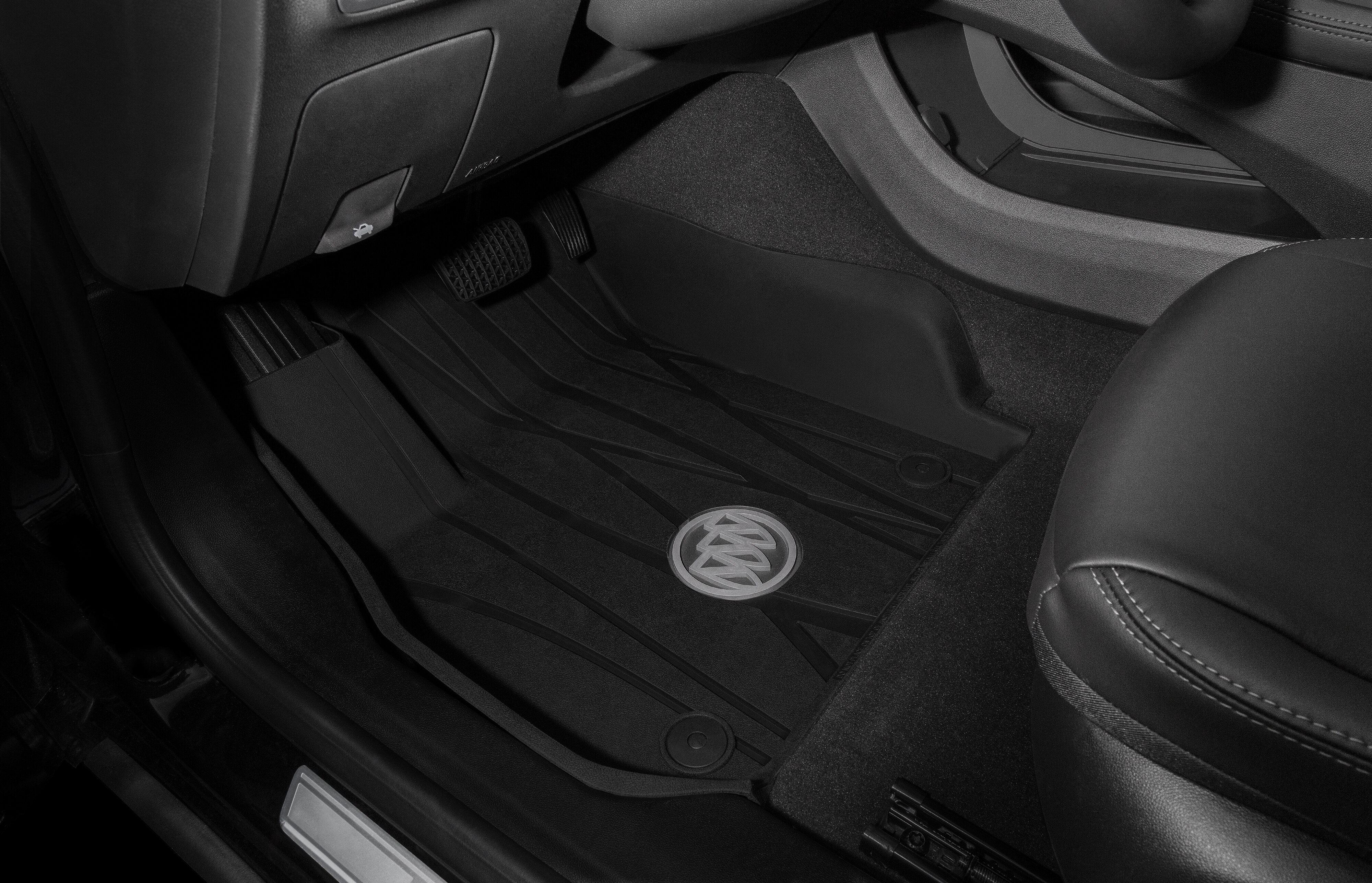 First-Row Premium All-Weather Floor Liners in Jet Black with Buick Logo