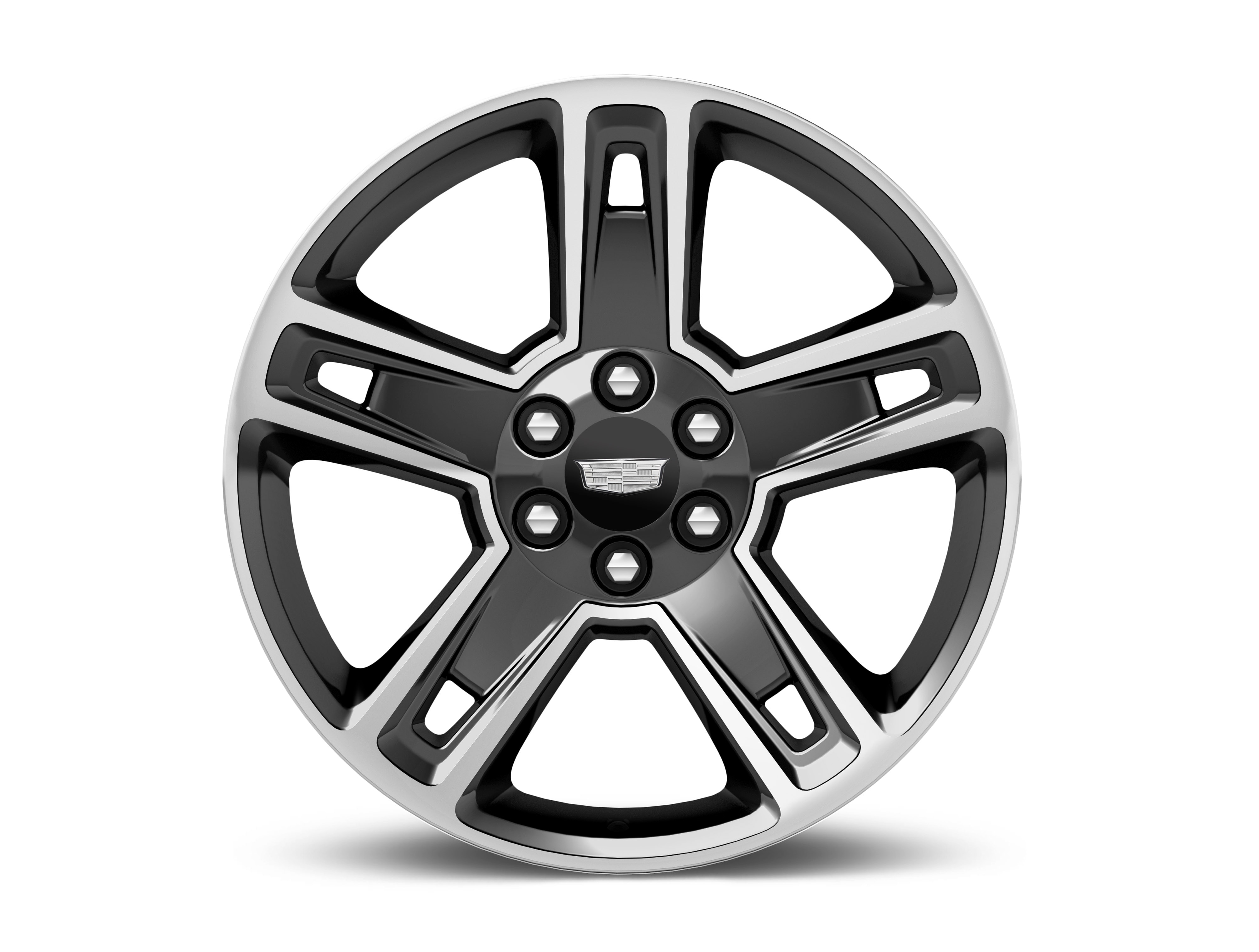22x9-Inch Aluminum 5-Split-Spoke Wheel in Ultra Bright Machine with Gloss Black