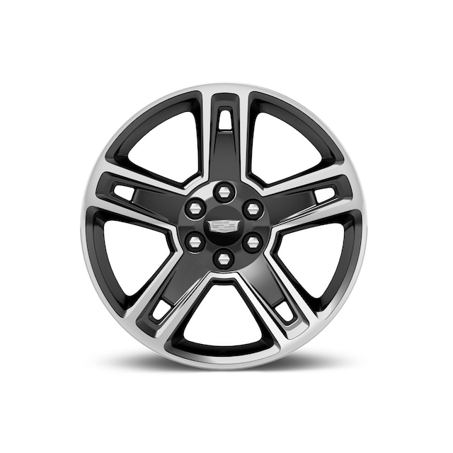 22x9-Inch Aluminum 5-Split-Spoke Wheel in Ultra Bright Machine with Gloss Black