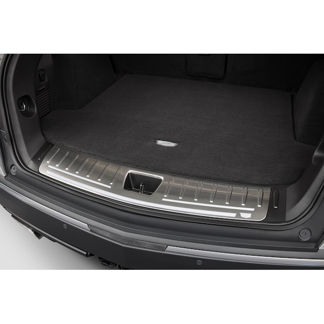Illuminated Cargo Sill Plate in Jet Black with Cadillac Logo