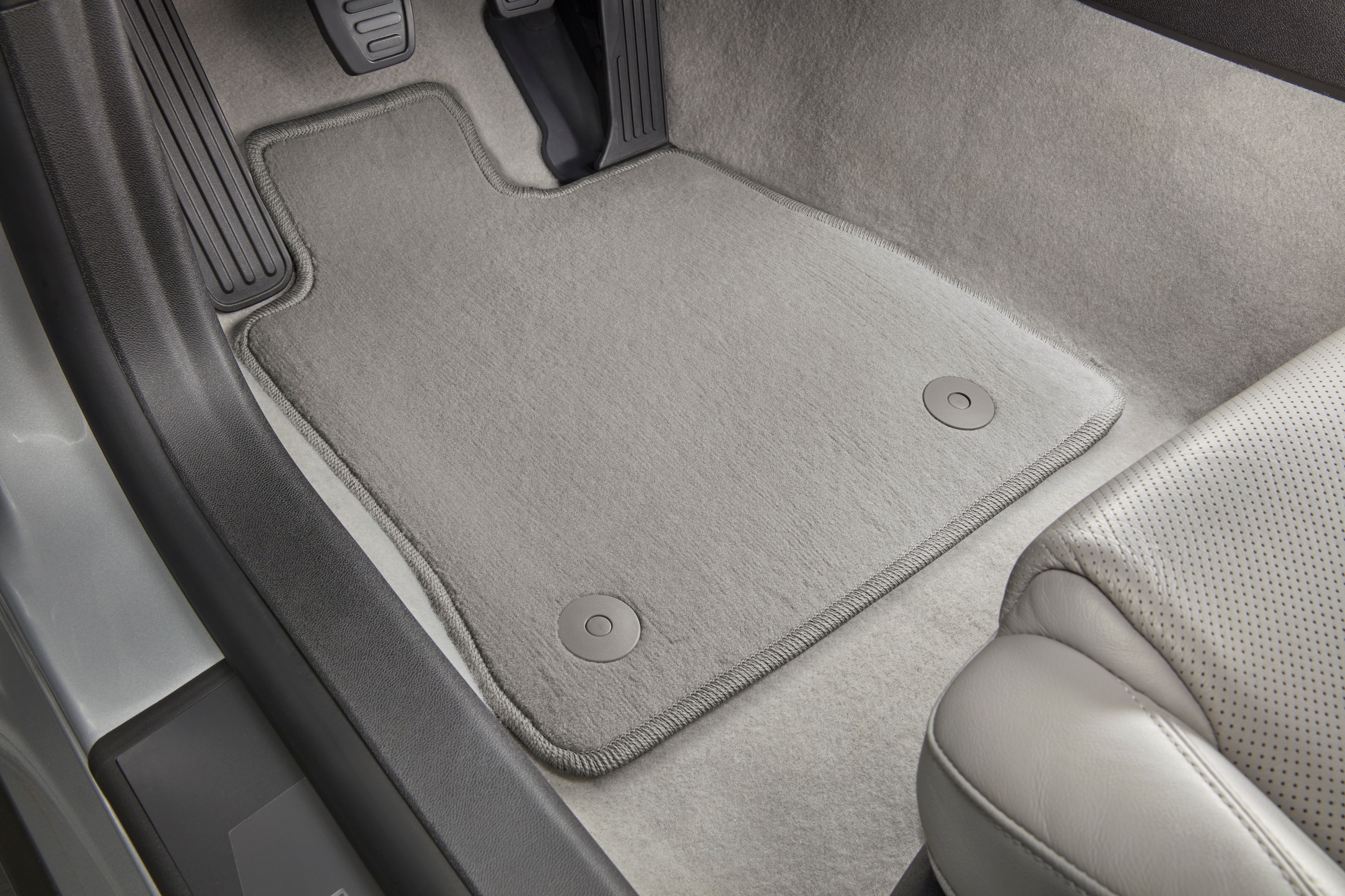 First-Row Carpeted Floor Mats in Medium Ash Gray