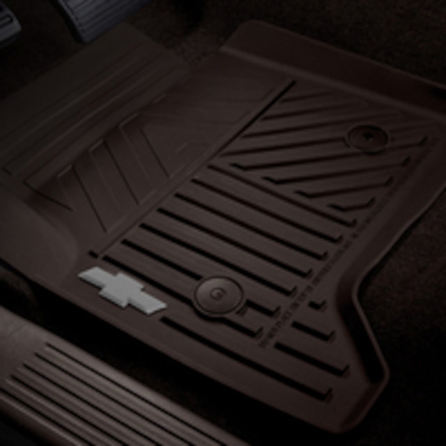 First-Row Premium All-Weather Floor Mats in Cocoa with Bowtie Logo