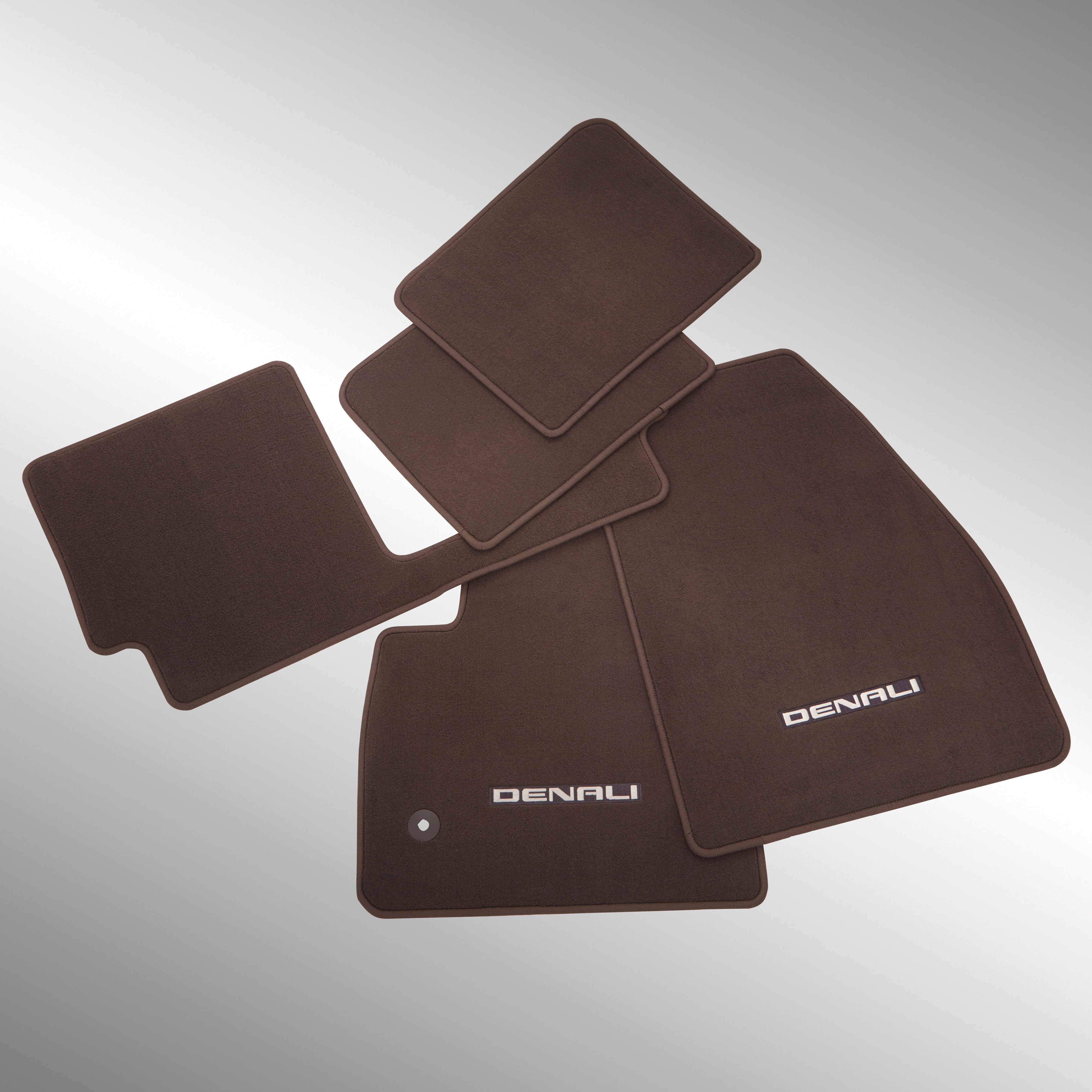 First-, Second- and Third-Row Premium Carpeted Floor Mats in Cocoa with Denali Script (for Models with Second-Row Bench Seat)