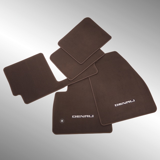 First-, Second- and Third-Row Premium Carpeted Floor Mats in Cocoa with Denali Script (for Models with Second-Row Bench Seat)
