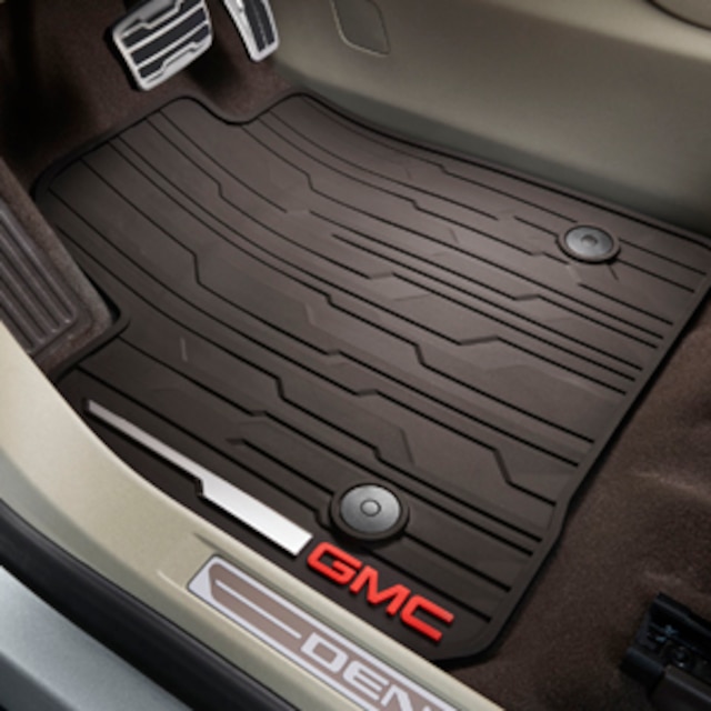 First-Row Premium All-Weather Floor Mats in Cocoa with GMC Logo