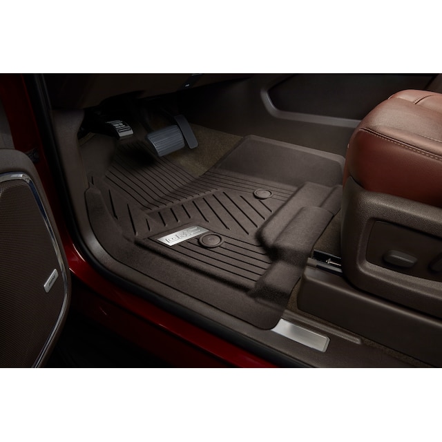 First-Row Premium All-Weather Floor Liners in Cocoa with Chrome GMC Logo (for Models with Center Console)