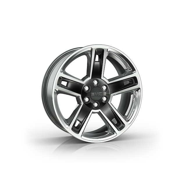 22x9-Inch Aluminum 5-Split-Spoke Wheel in Ultra Bright Machine with Gloss Black