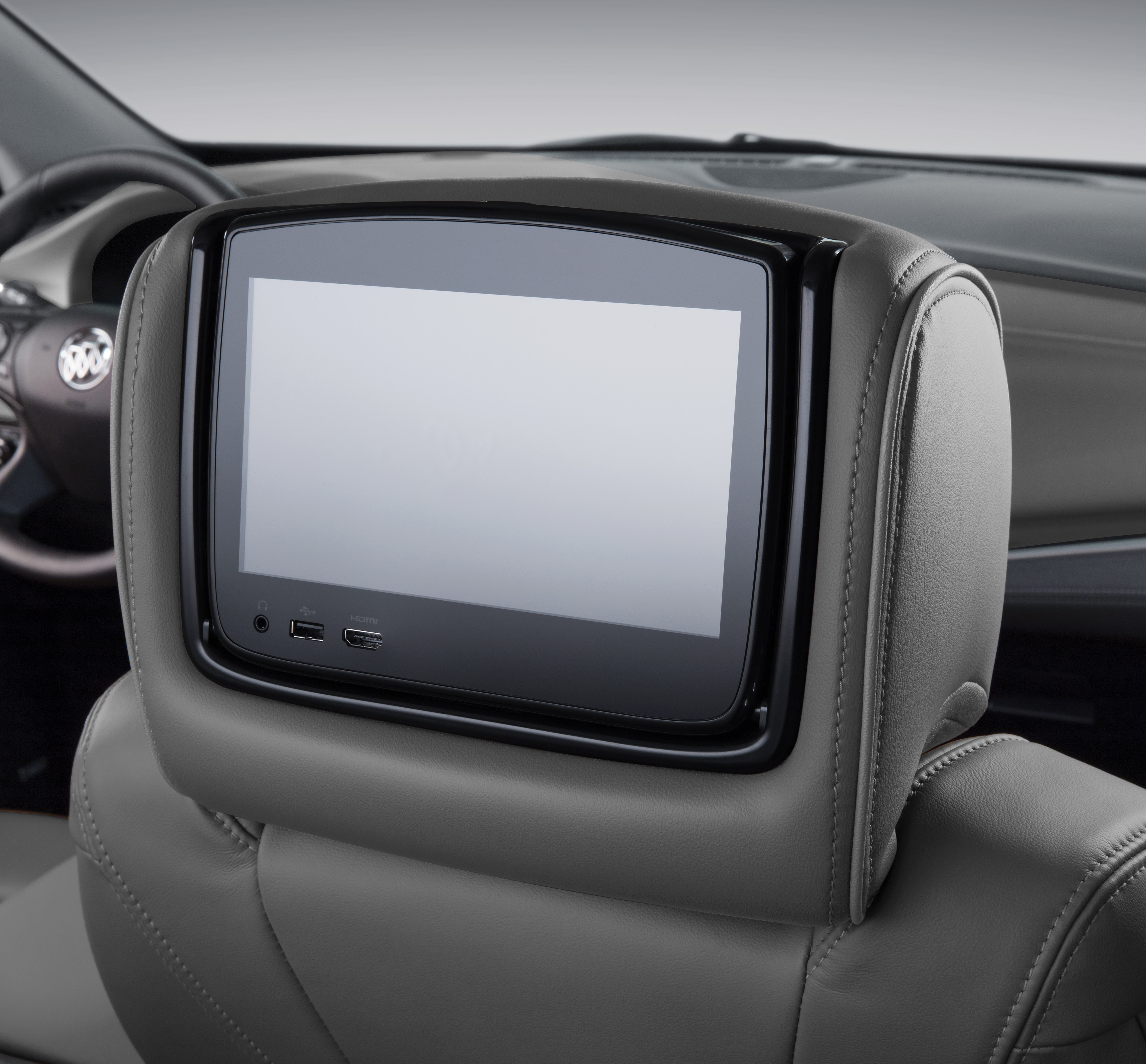 Rear-Seat Infotainment System in Dark Galvanized Leather