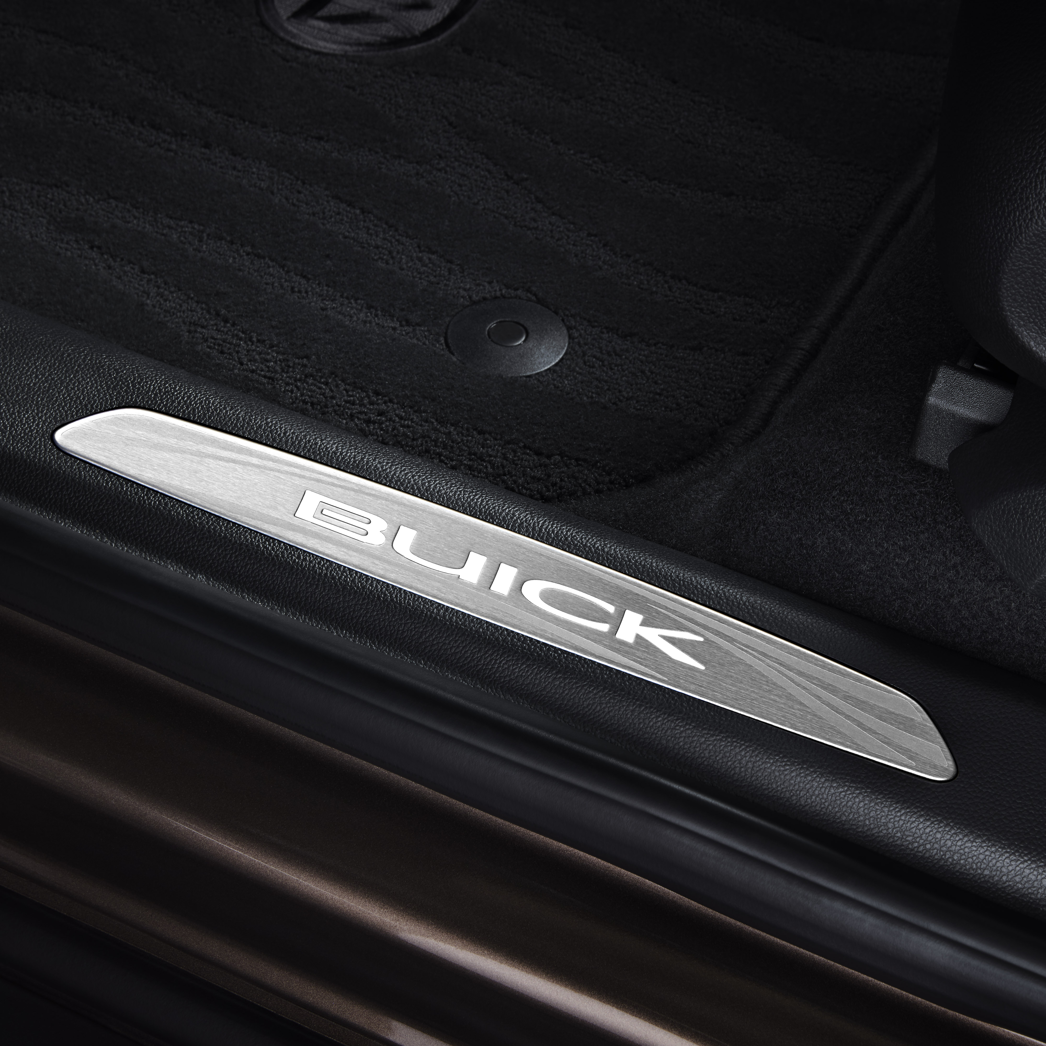 Illuminated Front Door Sill Plates in Stainless Steel with Ebony Surround and Buick Script