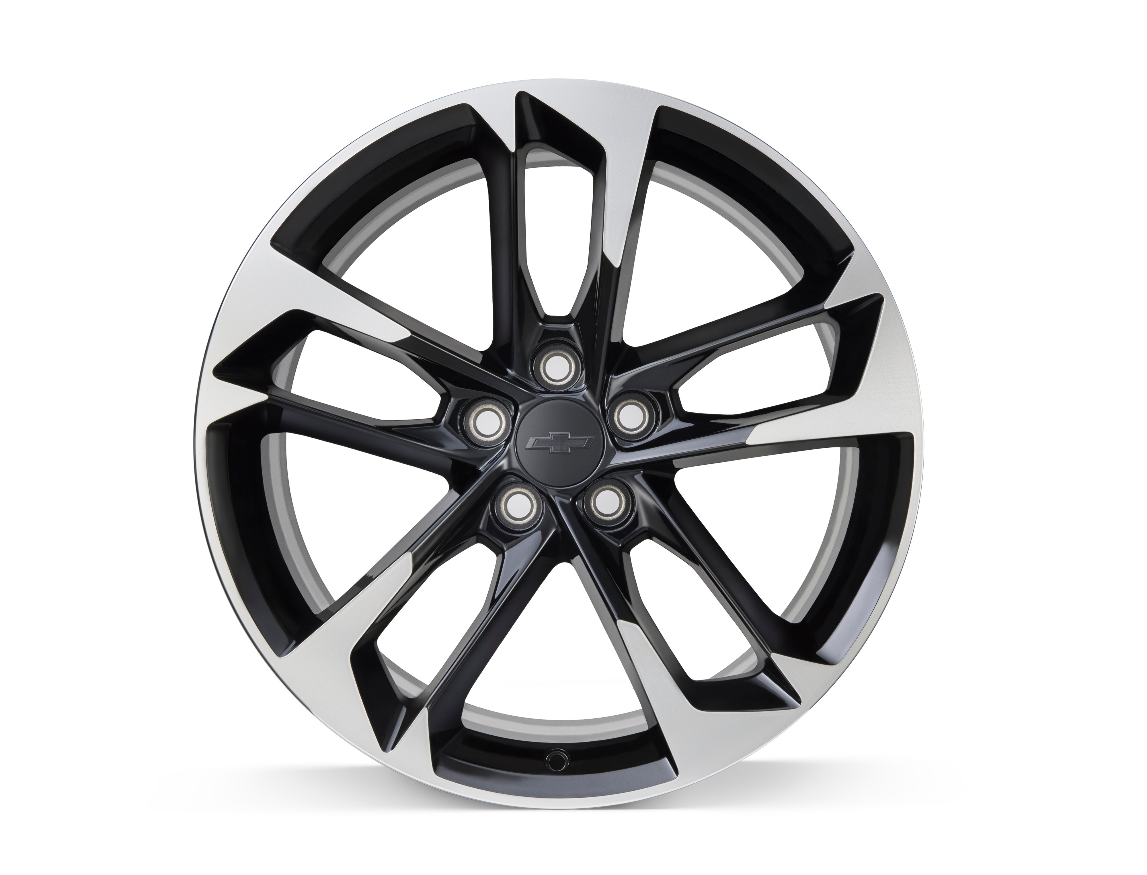 20x9.5-Inch 5-Split-Spoke Wheel Package in Black with Machined Face Finish