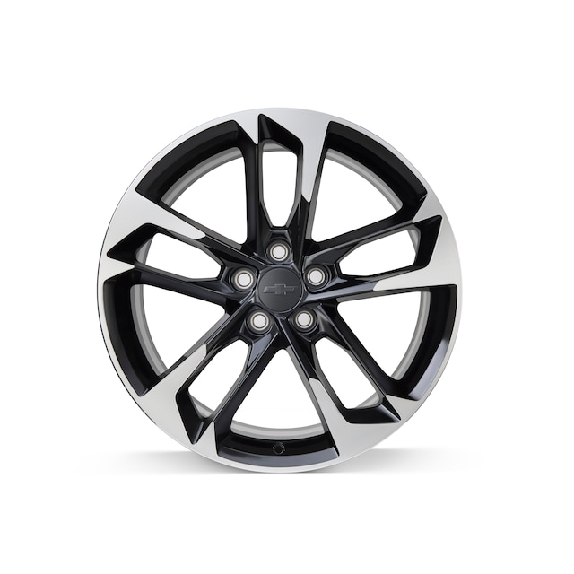 20x9.5-Inch 5-Split-Spoke Wheel Package in Black with Machined Face Finish