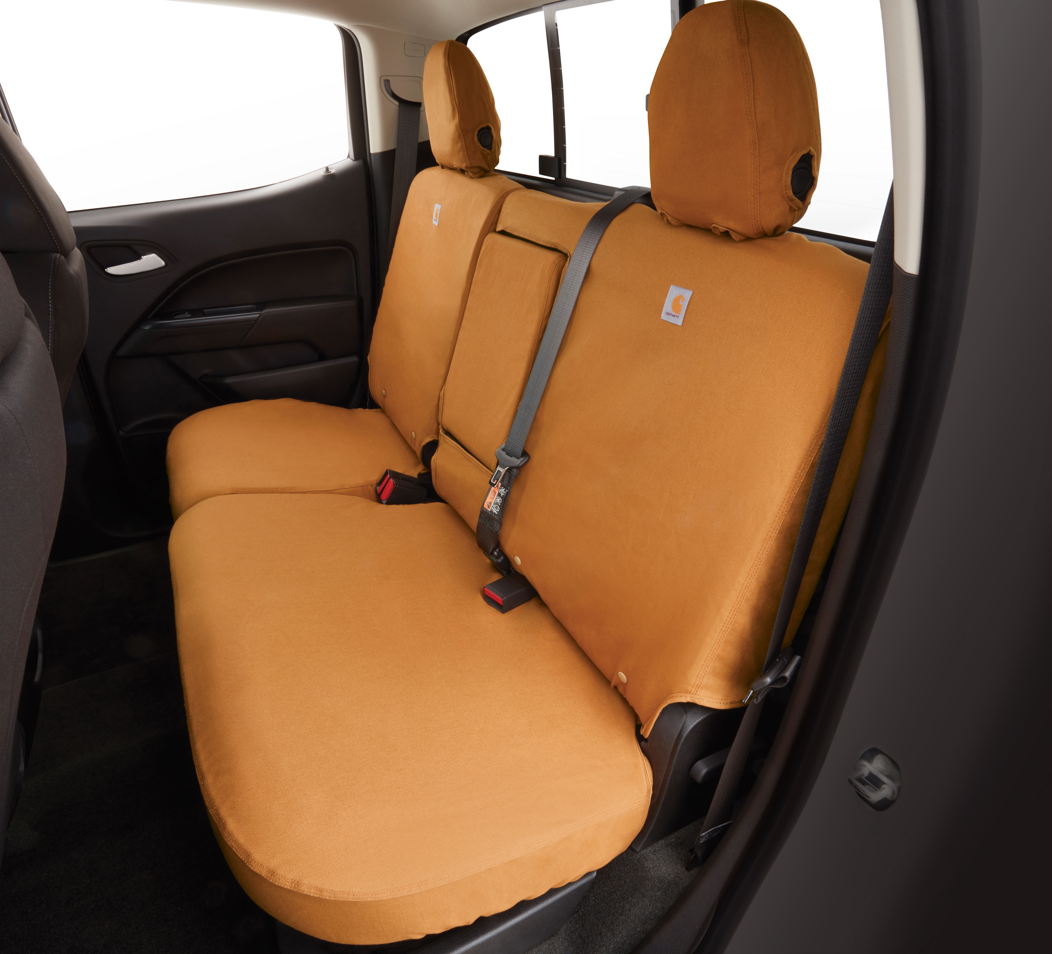 Carhartt® Crew Cab Rear Full Bench Seat Cover Package in Brown (with Armrest)