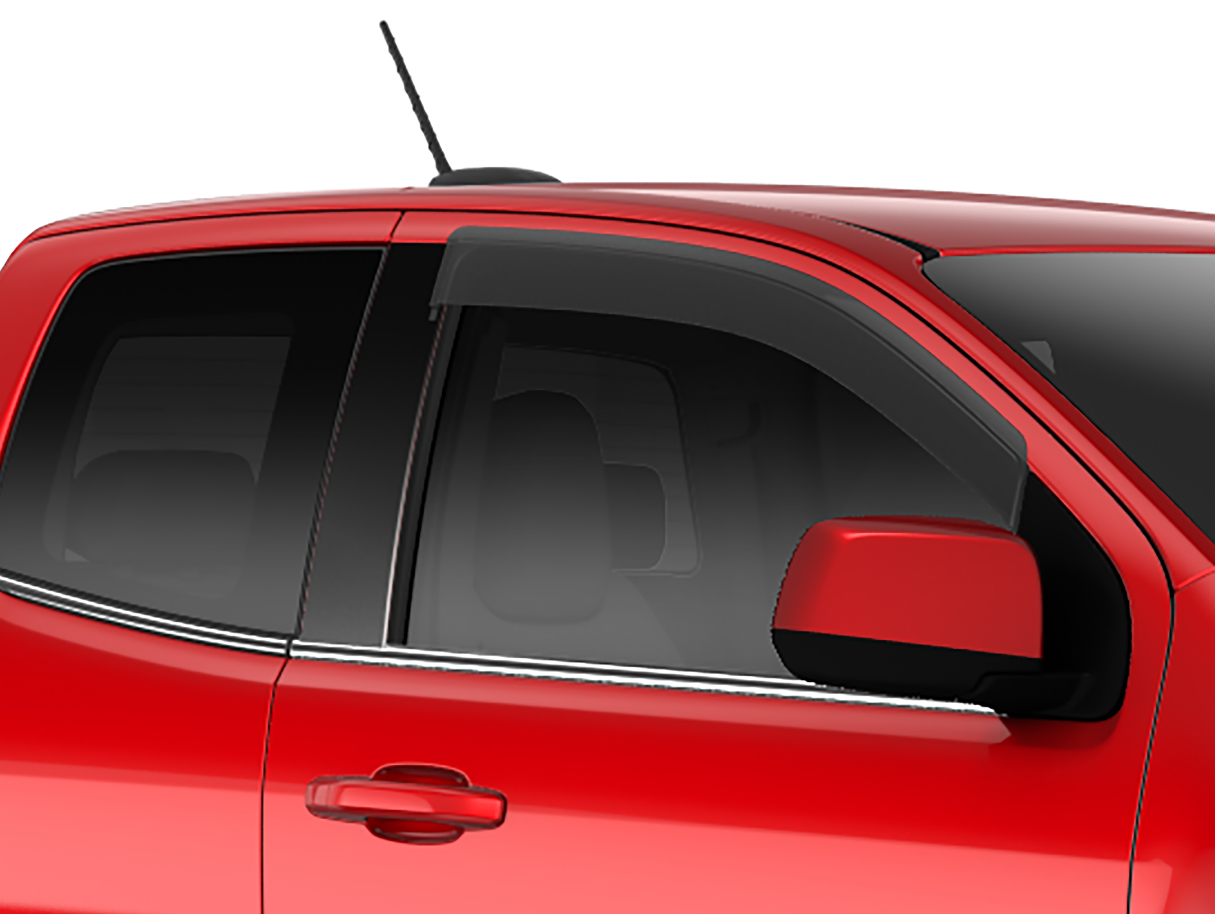 Extended Cab Front Tape-On Window Weather Deflectors in Black