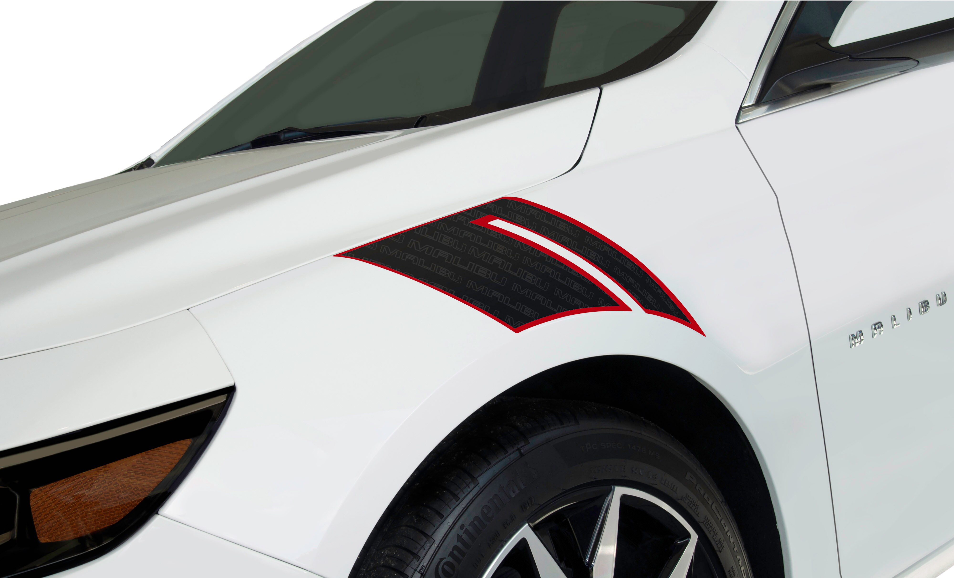 Fender Hash Decal in Mosaic Black Metallic with Red Hot Outline