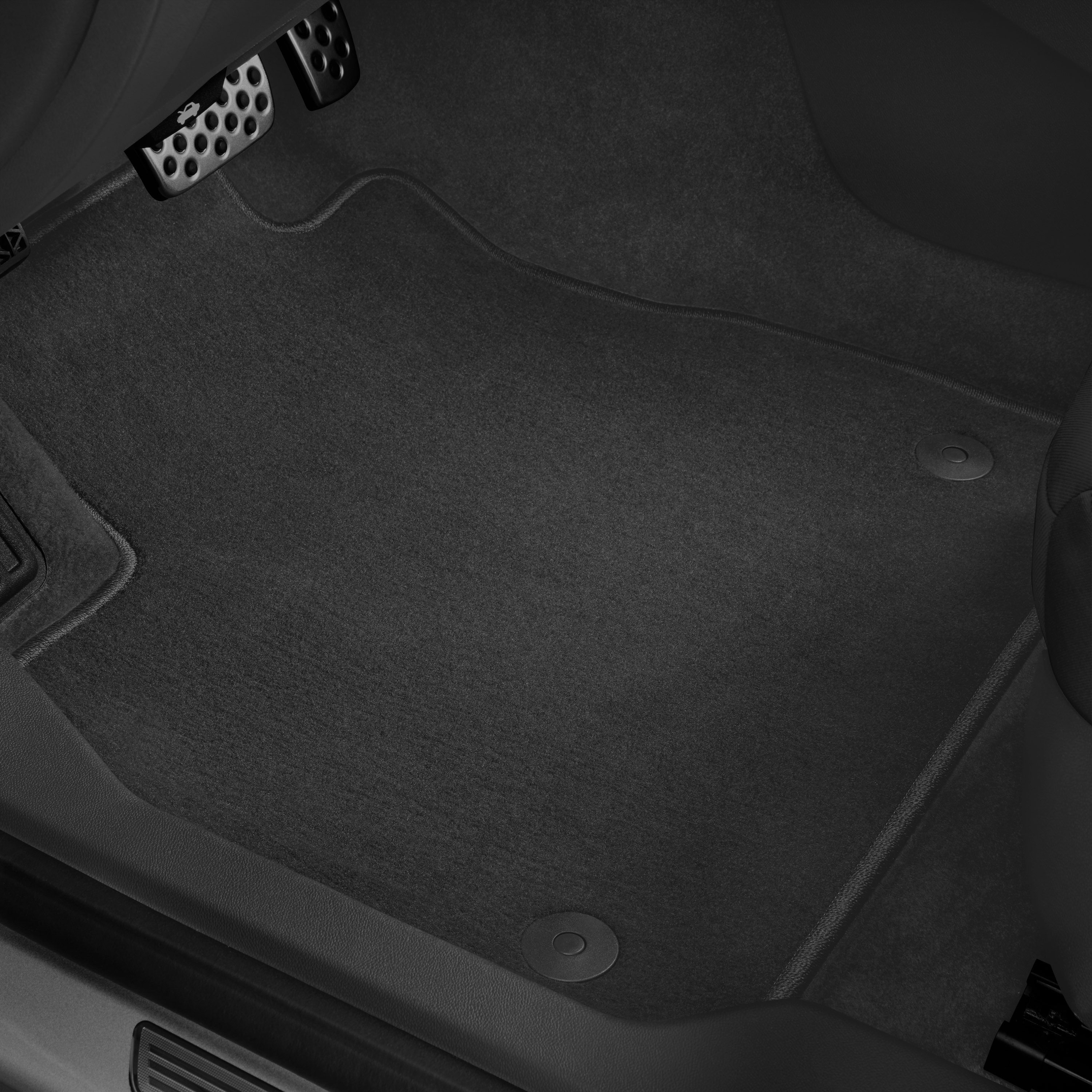 First- and Second-Row Carpeted Floor Mats in Dark Atmosphere