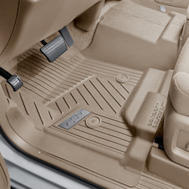 First-Row Interlocking Premium All-Weather Floor Liner in Dune with Bowtie Logo (for Models without Center Console)