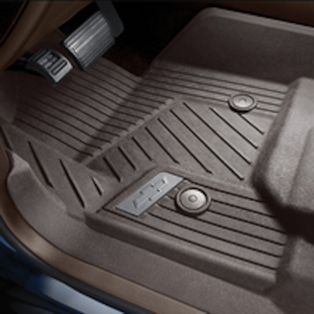 First-Row Premium All-Weather Floor Liners in Cocoa with Bowtie Logo (for Models with Center Console)