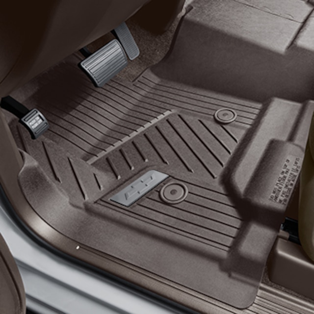 Regular Cab Interlocking Premium All-Weather Floor Liner in Cocoa with Bowtie Logo (without Center Console or Manual Shifter)