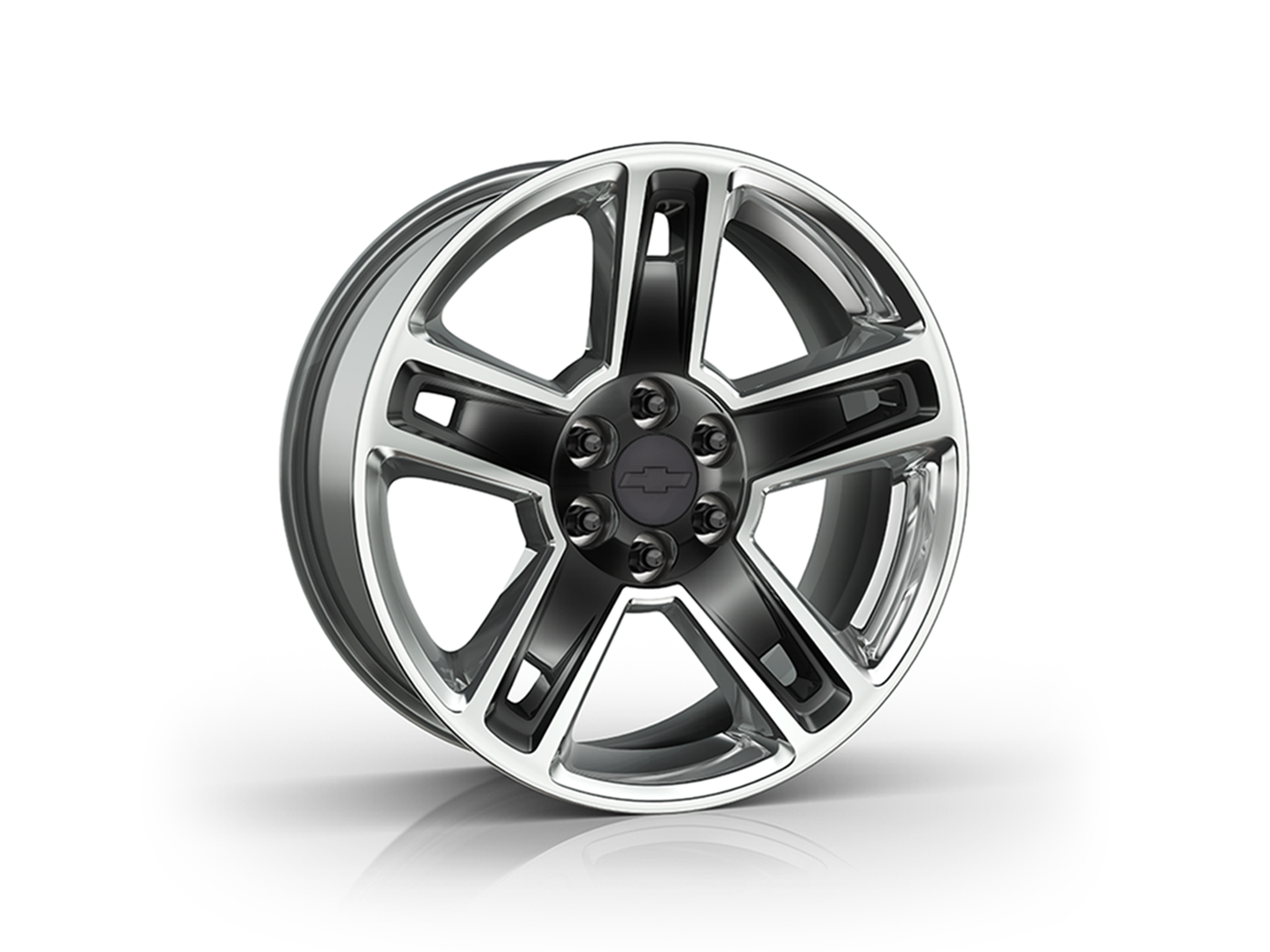 22x9-Inch Aluminum 5-Split-Spoke Wheel in Ultra Bright Machine with Gloss Black