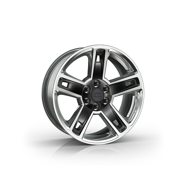 22x9-Inch Aluminum 5-Split-Spoke Wheel in Ultra Bright Machine with Gloss Black