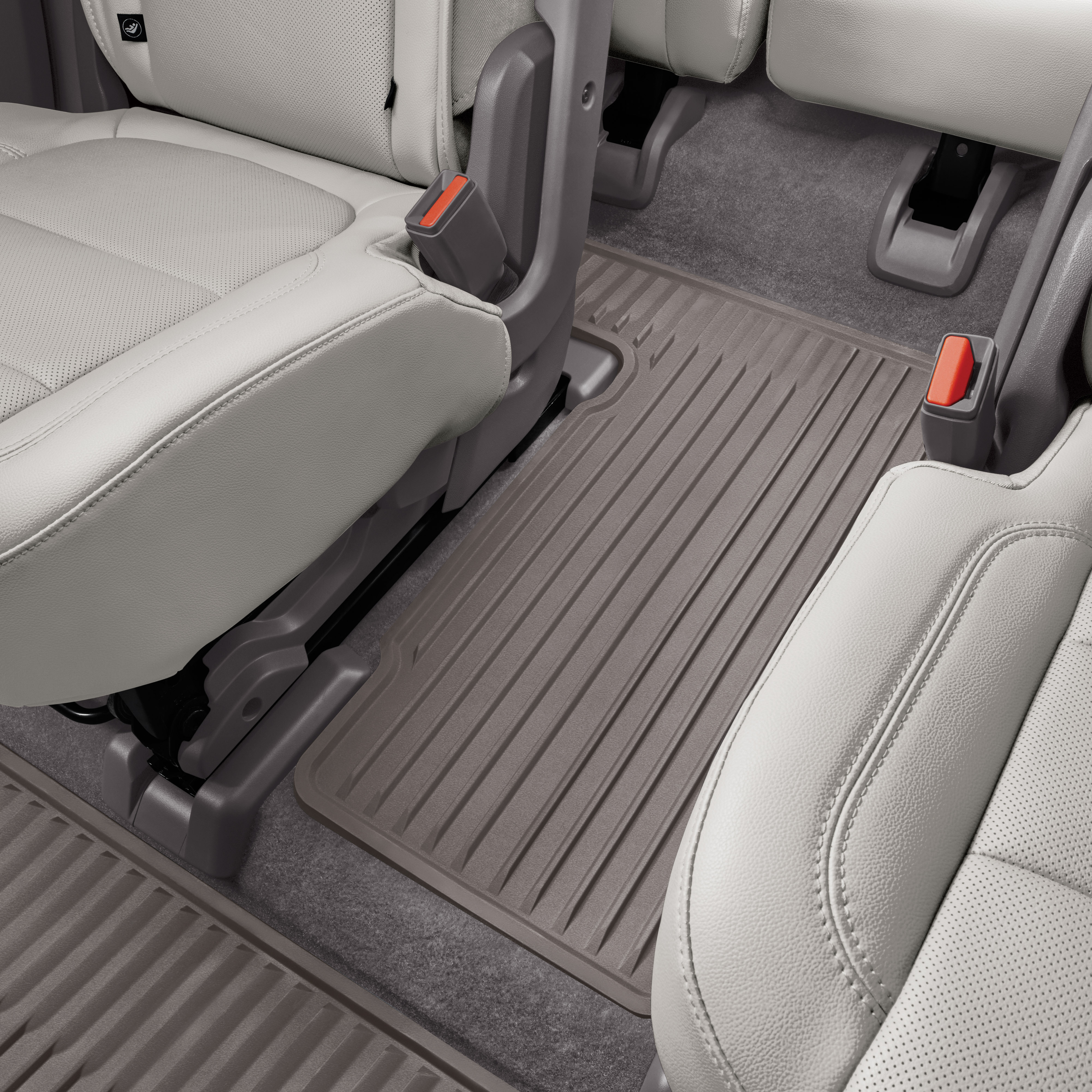 Third-Row Premium All-Weather Floor Mats in Dark Atmosphere for Models with Second-Row Captain's Chairs