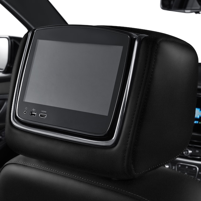 Rear-Seat Infotainment System in Jet Black Cloth with Medium Titanium Stitching