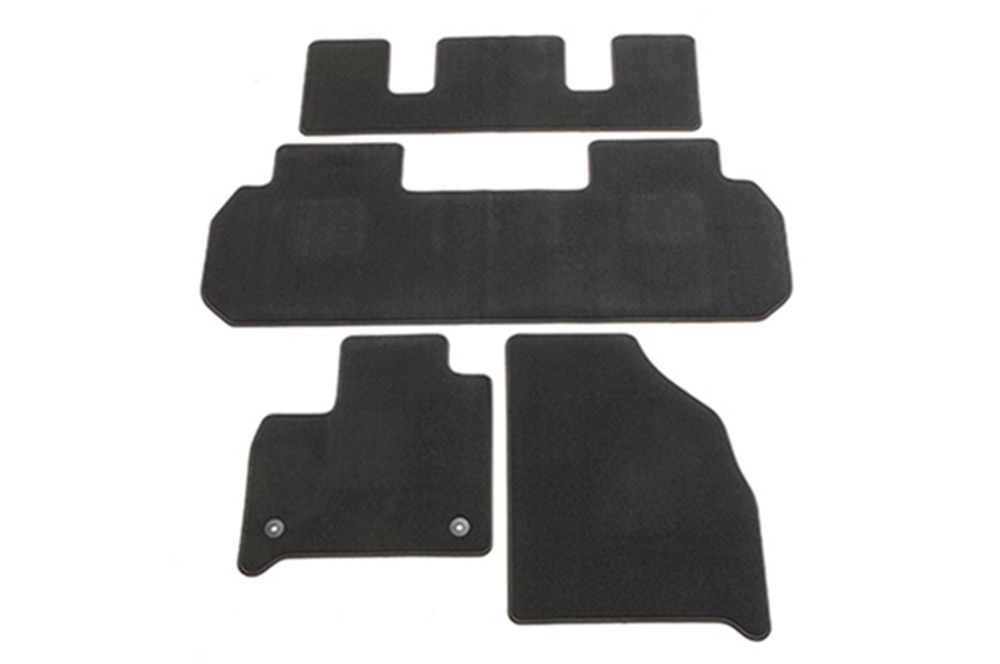 First-, Second- and Third-Row Carpeted Floor Mats in Jet Black (for Models with Second-Row Captain's Chairs)