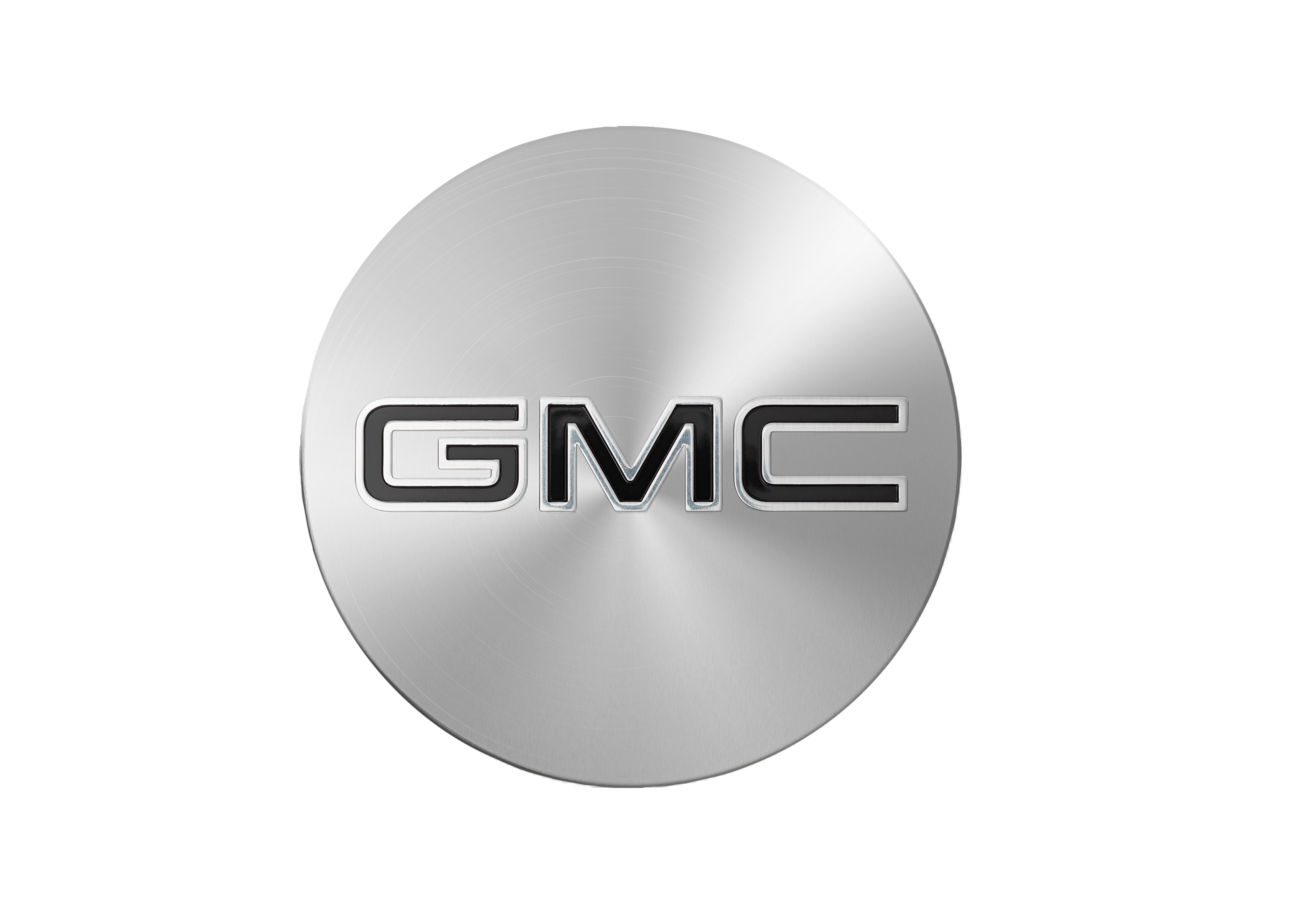 Center Cap in Brushed Aluminum with Black GMC Logo