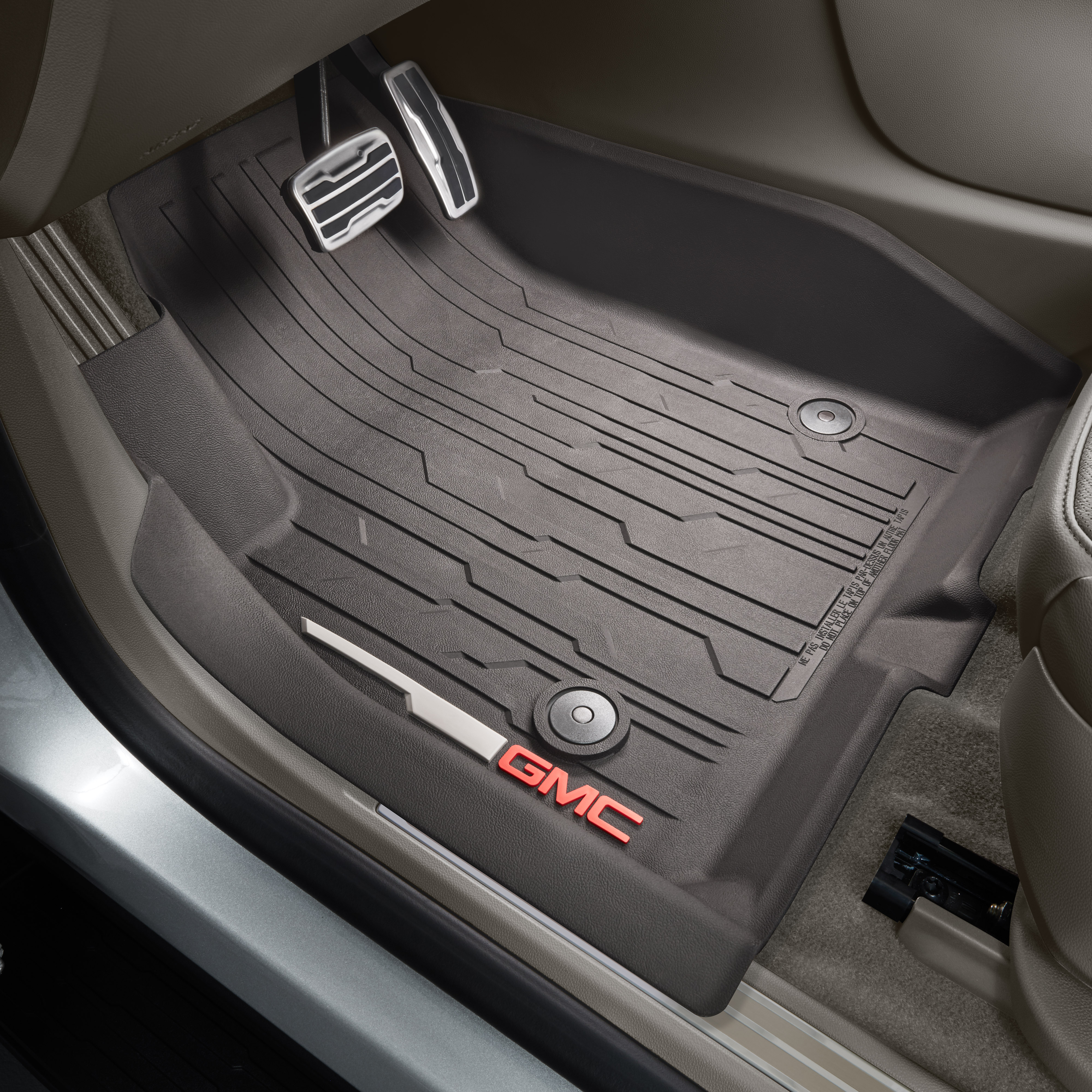 First-Row Premium All-Weather Floor Liners in Dark Ash Gray with GMC Logo