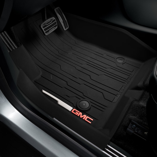 First-Row Premium All-Weather Floor Liners in Jet Black with GMC Logo