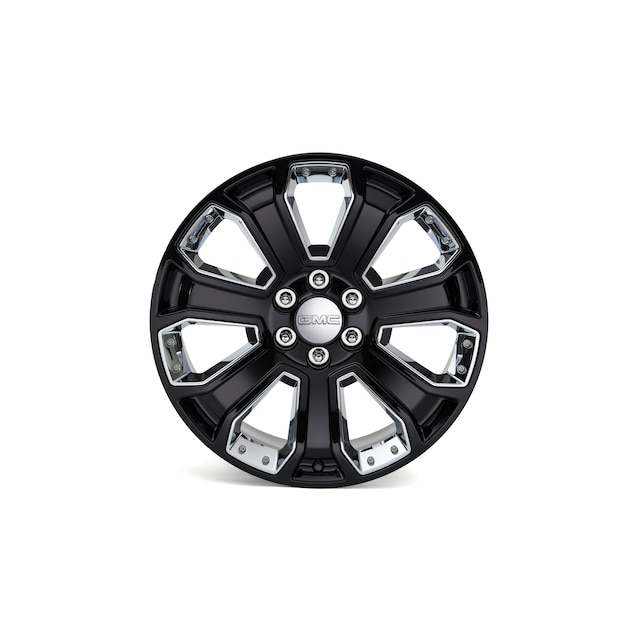22x9-Inch Aluminum 7-Spoke Wheel in Gloss Black with Chrome Inserts