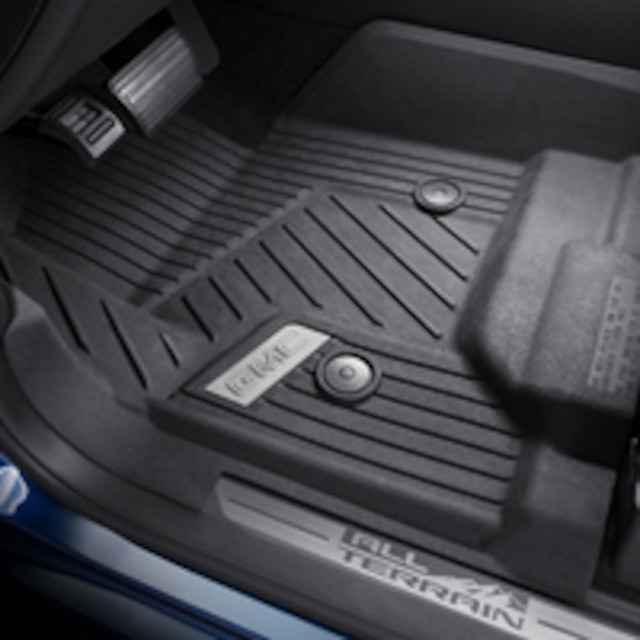 First-Row Premium All-Weather Floor Liners in Jet Black with GMC Logo (for Models with Center Console)