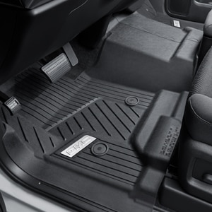 First-Row Interlocking Premium All-Weather Floor Liner in Jet Black with Chrome GMC Logo (for Models without Center Console)