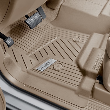 First-Row Interlocking Premium All-Weather Floor Liner in Dune with GMC Logo (for Models without Center Console)