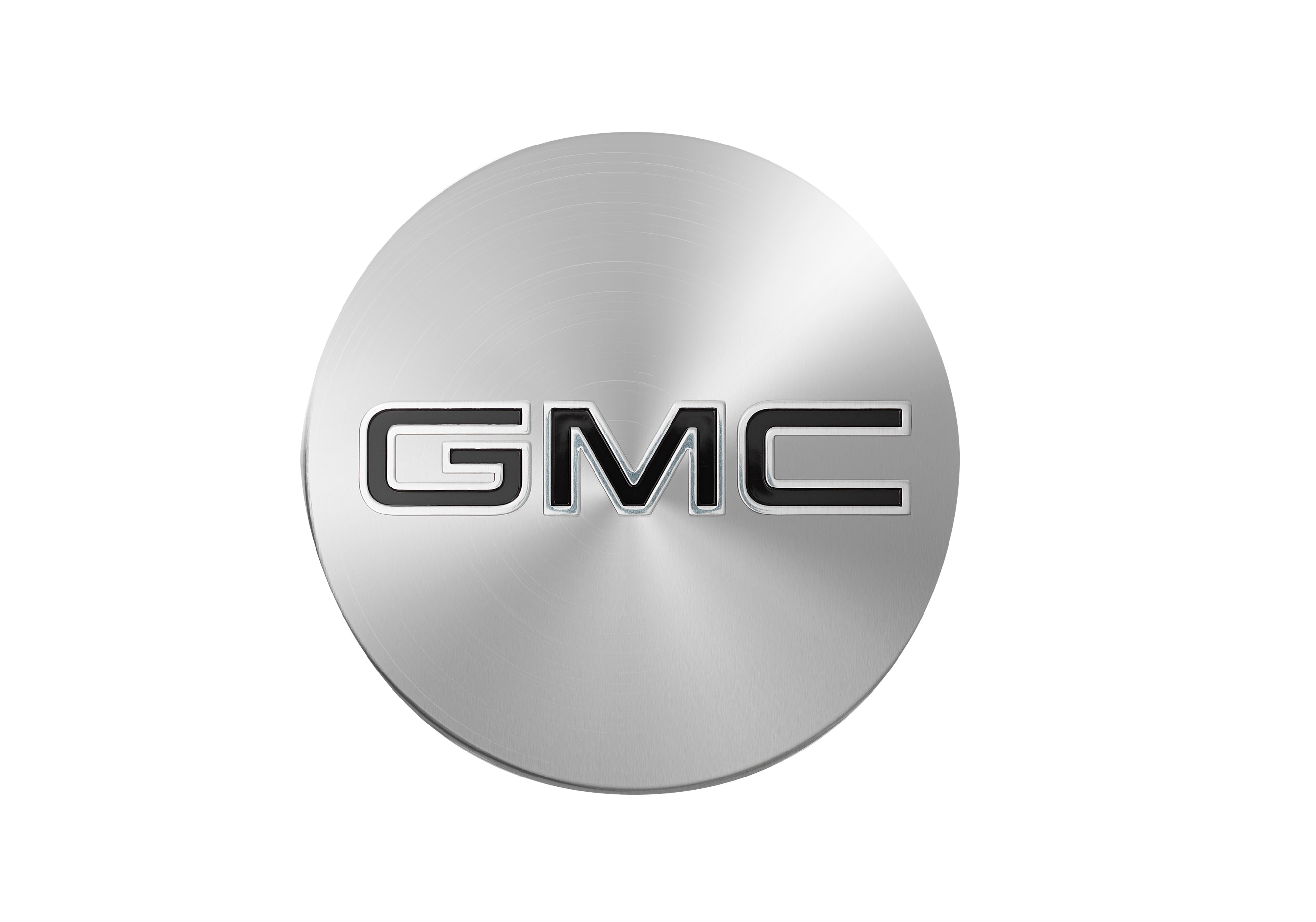 Center Cap in Brushed Aluminum with Black GMC Logo