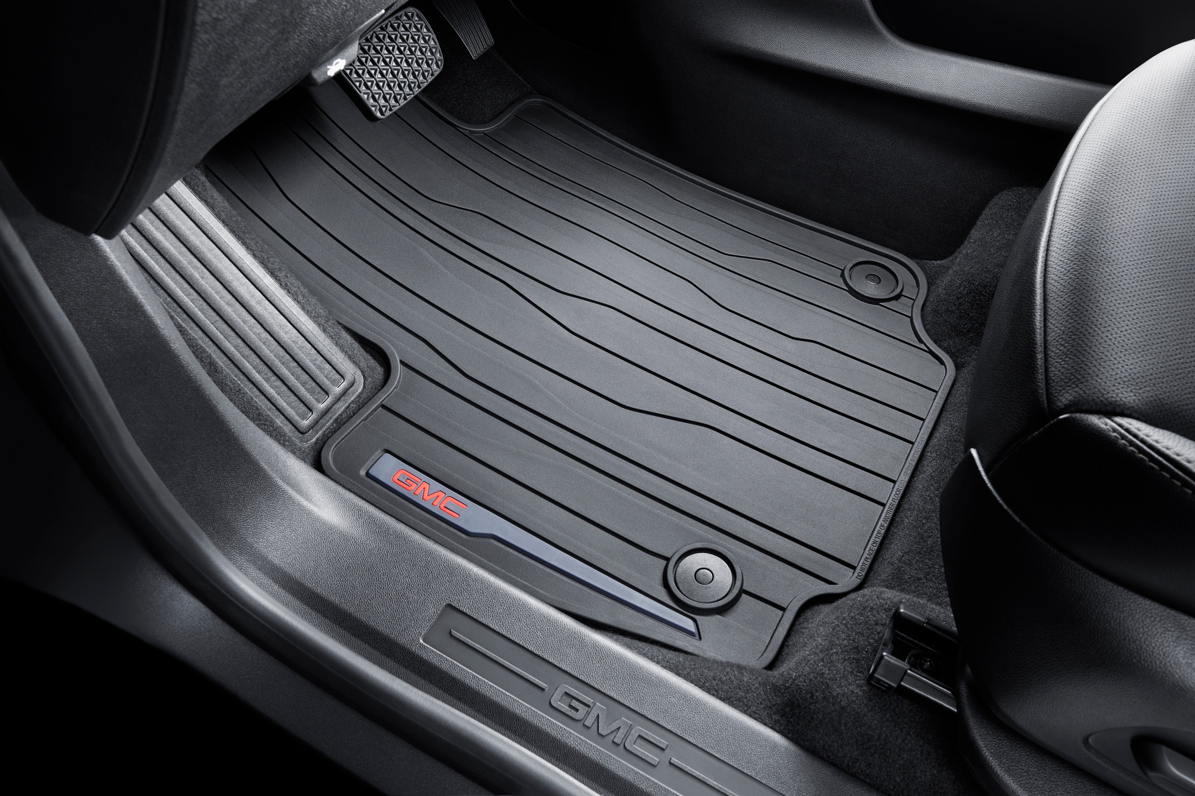 First-Row Premium All-Weather Floor Mats in Jet Black with GMC Script